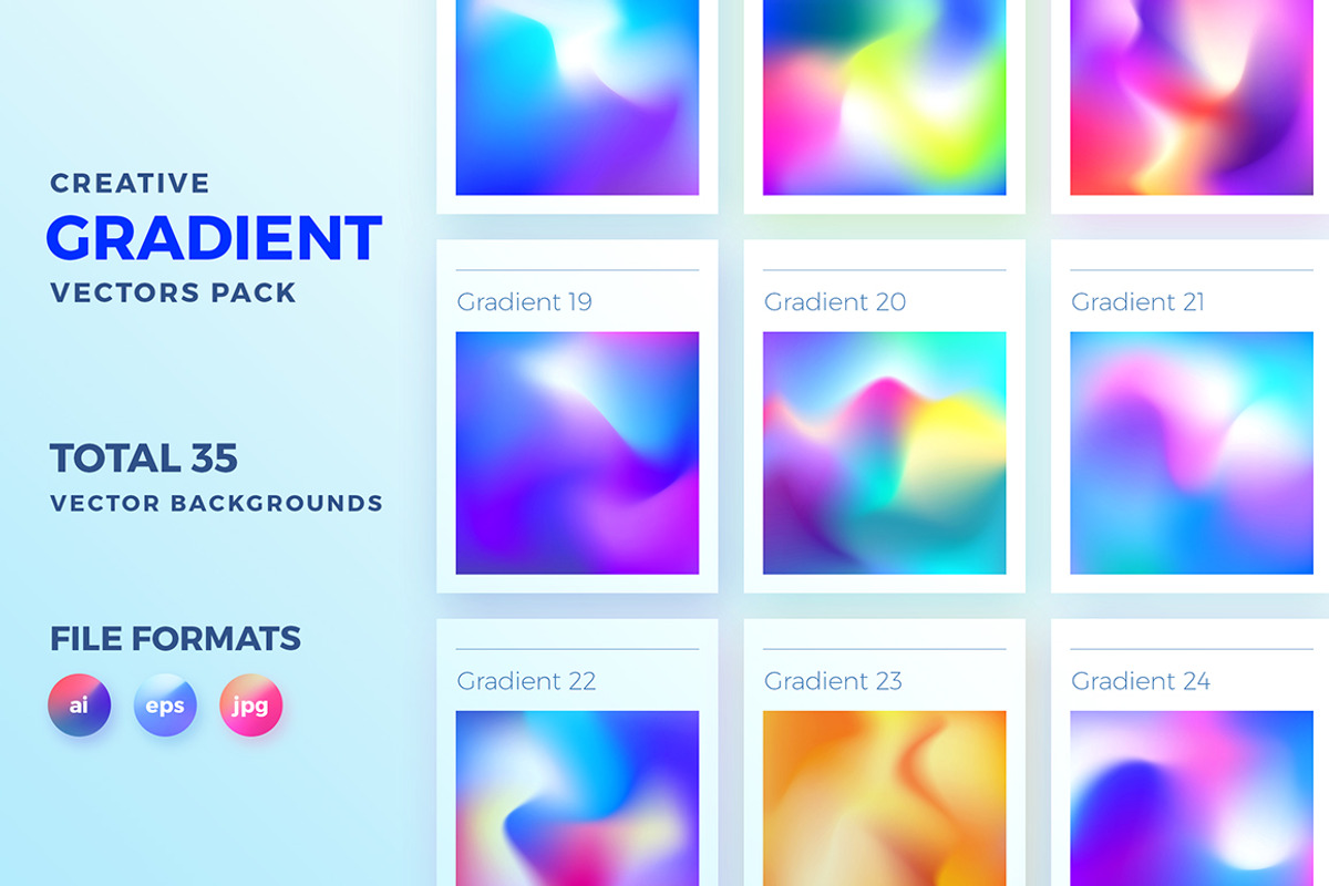 Creative Gradient Backgrounds Pack, a Texture Graphic by Vackground