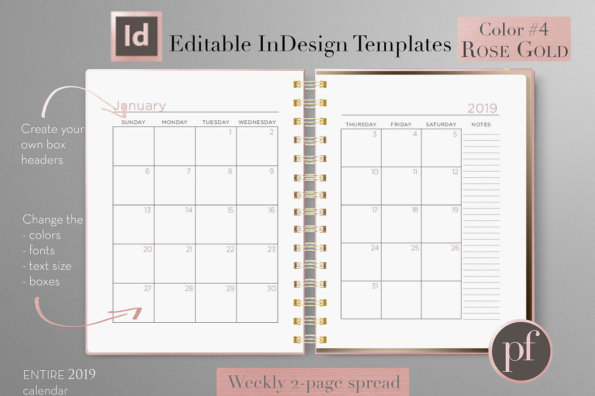 Monthly Planner | InDesign Template, a Stationery Template by Planner Templates (Photo 2 of 17)