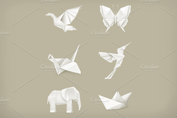 Origami Boat Birds Animals Vector
