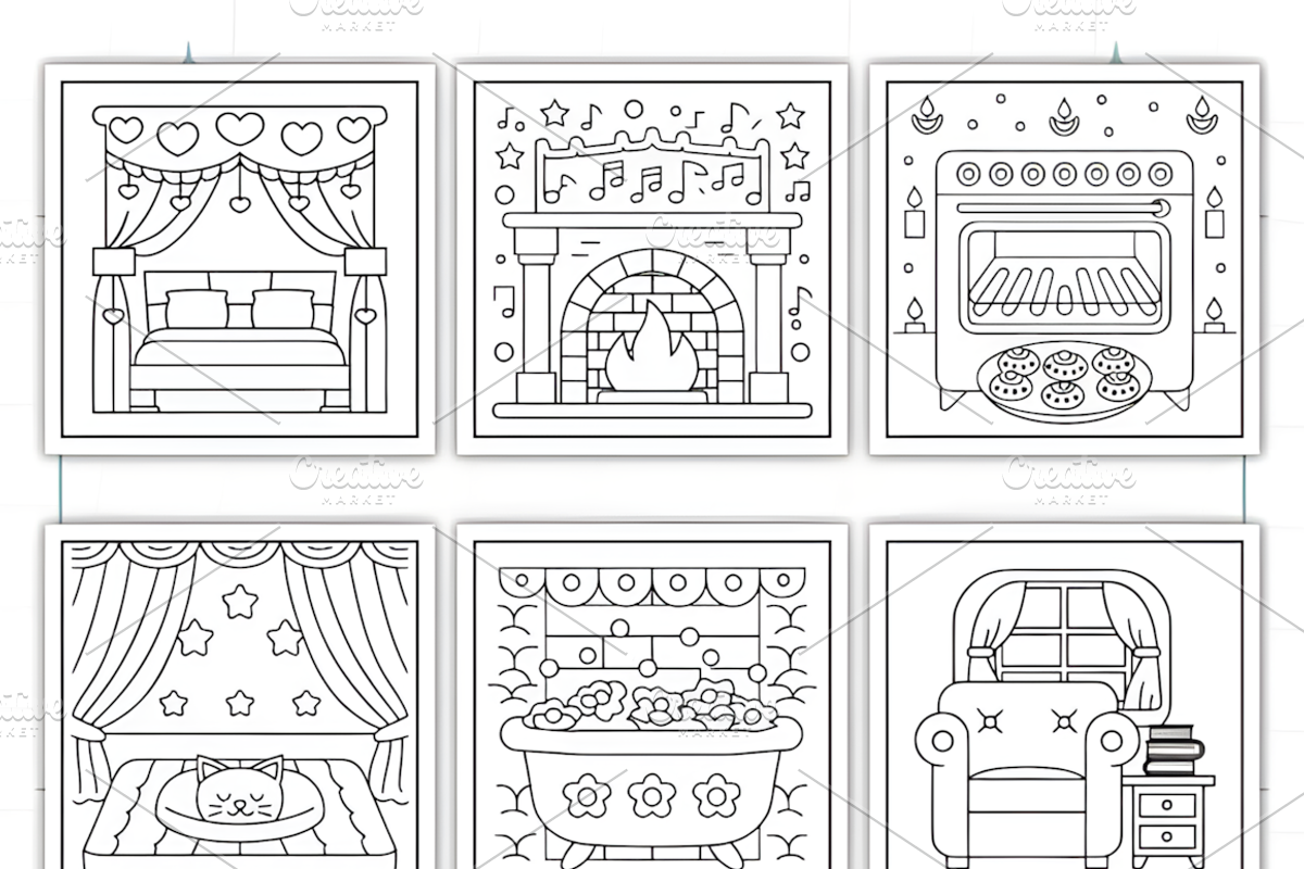 Quiet Time Comfy Hygge Coloring Page, a Decorative Illustration by Ink Gallery (Photo 3 of 4)