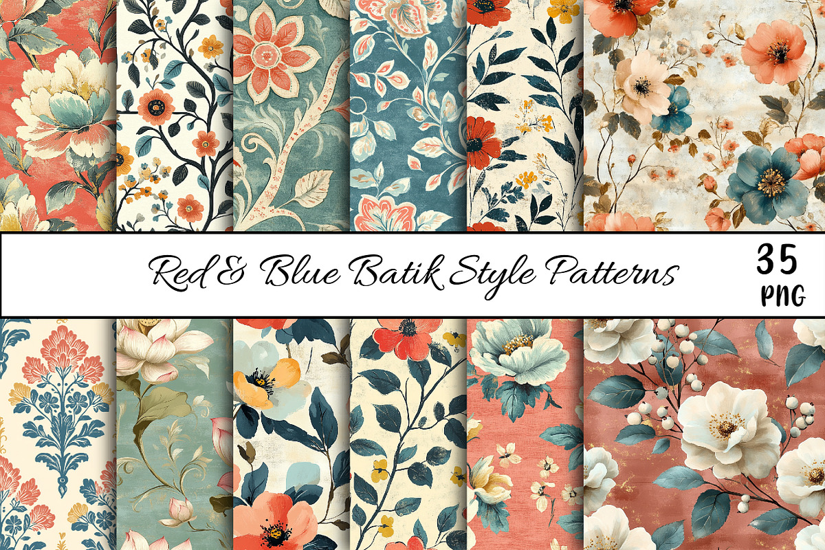 Batik Style Seamless Patterns 35, a Pattern Graphic by Libby Wishes (Photo 1 of 4)