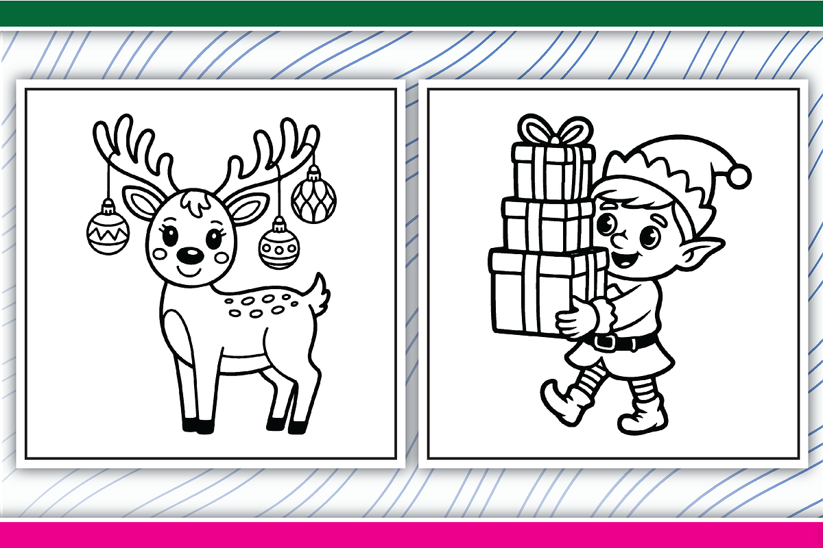 Christmas Coloring Pages Description, an Illustration by LightExpress (Photo 3 of 5)