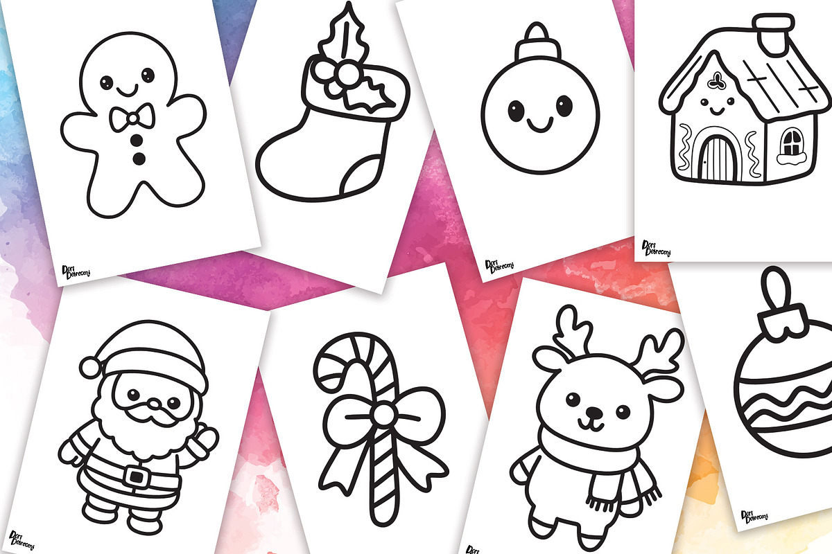 Cute Christmas Coloring Pages, a Graphic by Dori Debreceni draws (Photo 3 of 6)