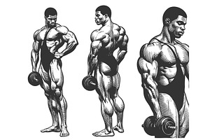 Muscular Man Lifting Dumbbell, a Sport Illustration by AlexArt