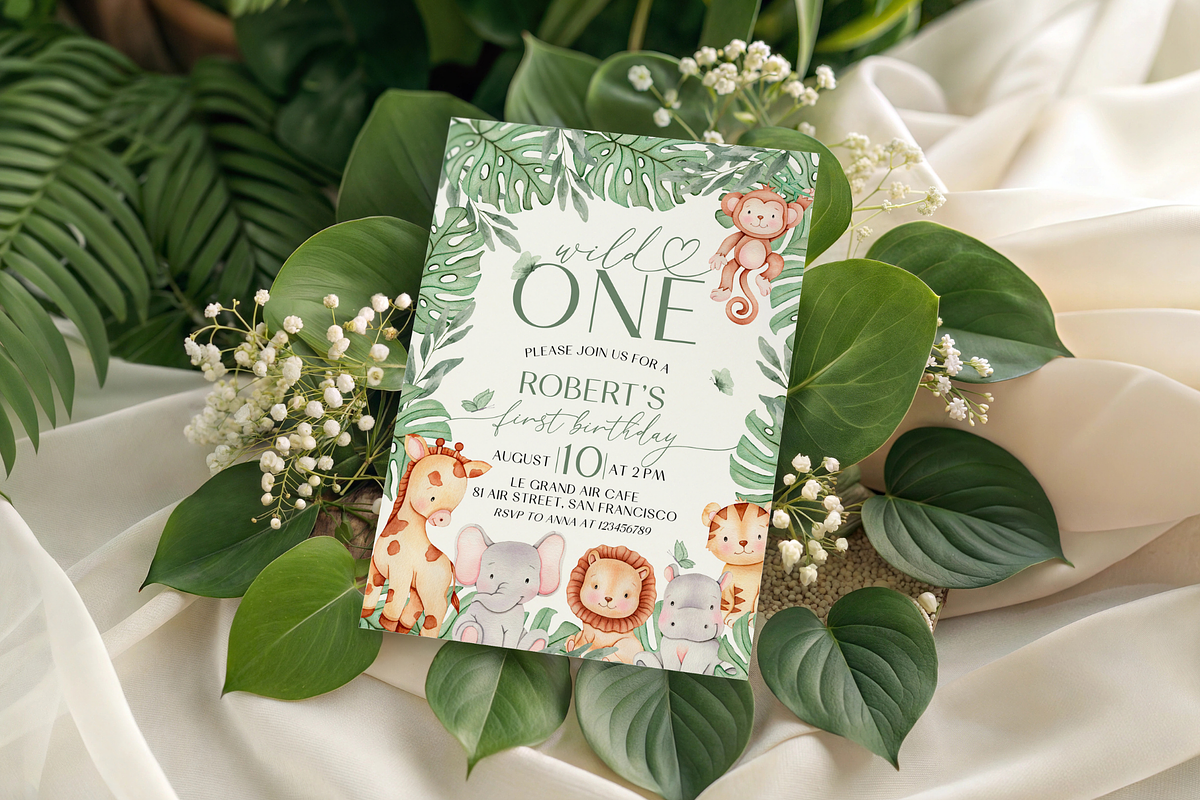 Wild One First Bday Invitation Set, a Templates & Theme by VeliusCreativeStudio (Photo 5 of 6)