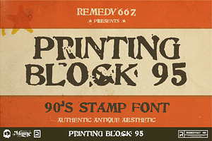 Printing Block 95 - 90's Stamp Font, a Serif Font by Remedy667