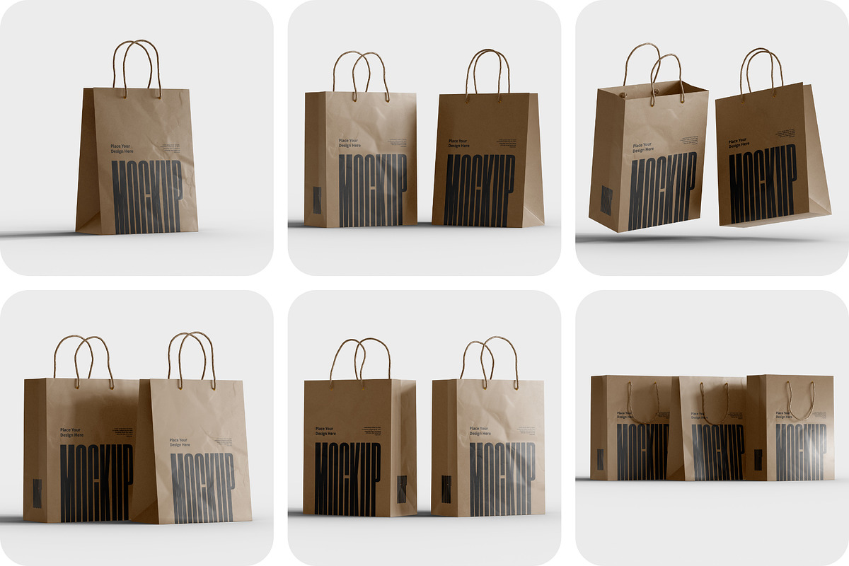 Kraft Paper Shopping Bag Mockup, a Packaging Mockup by Muhazdinata (Photo 1 of 8)