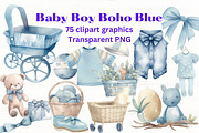 Baby Boy Blue Boho nursery clipart, a Person Illustration by Mermaids Cove (Thumbnail 1 of 10)