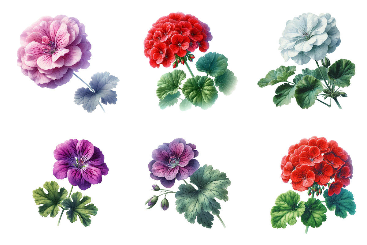 Watercolor geranium Clipart, an Illustration by Designworld (Photo 4 of 5)