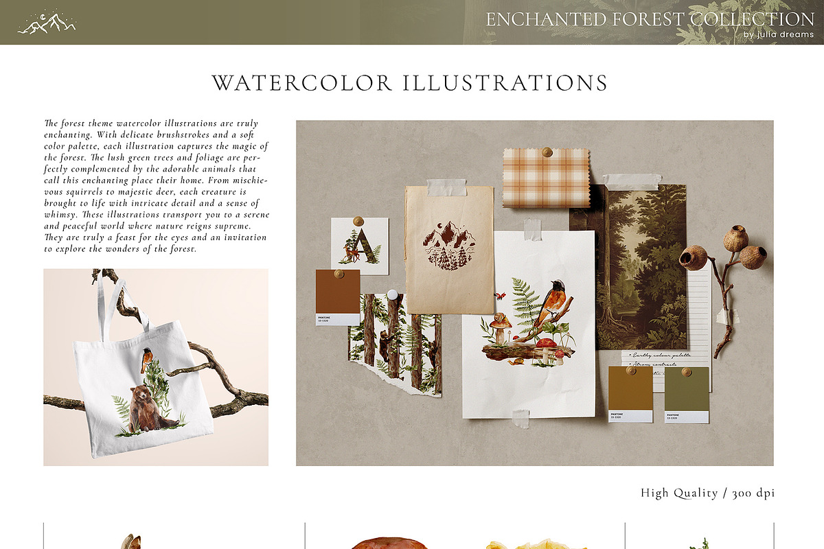 Enchanted Forest Watercolor Art, an Object Graphic by Julia Dreams (Photo 6 of 12)
