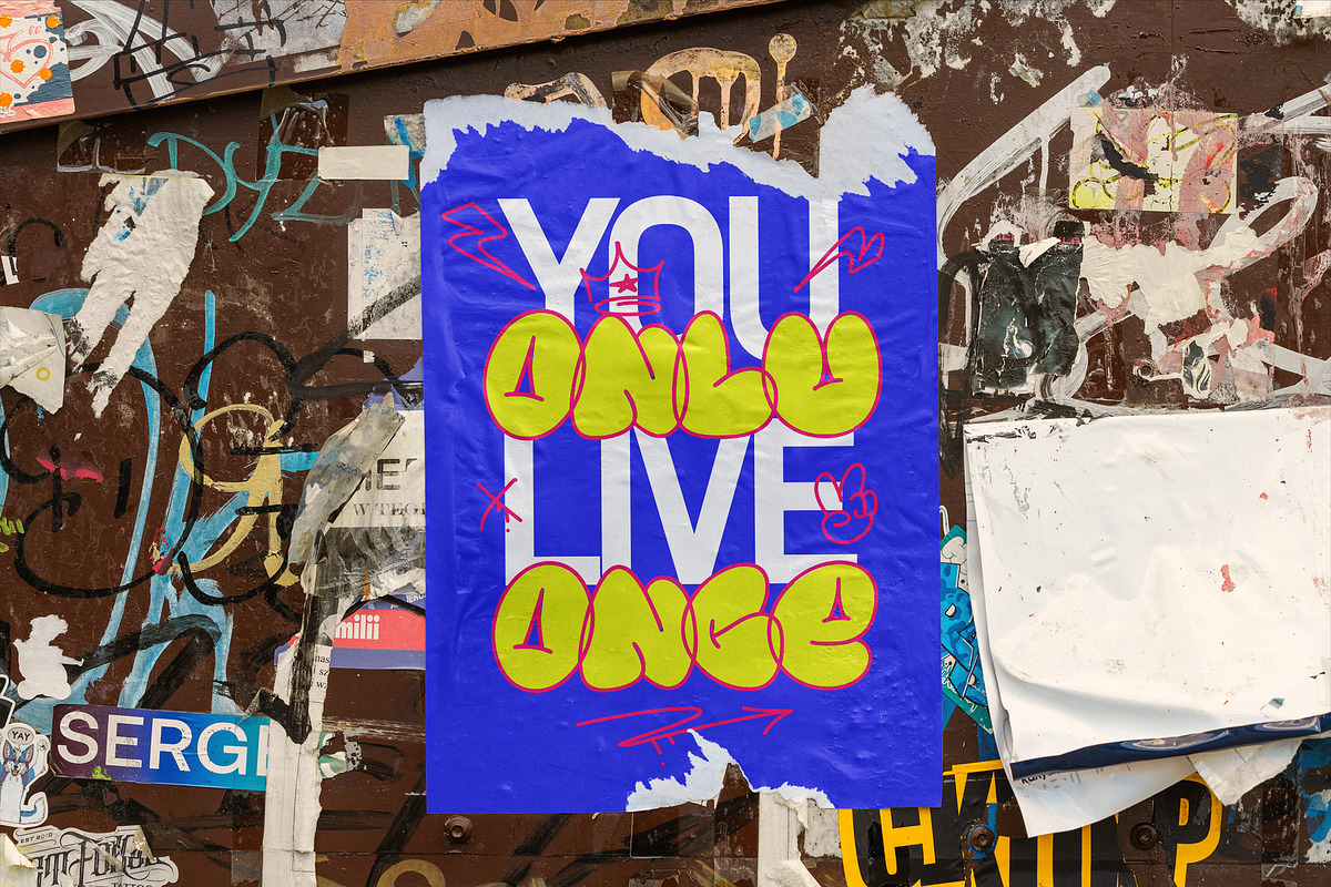 YT Brickfade - Bubble Graffiti Font, a Handwritten Font by Youthlabs Studio (Photo 2 of 15)