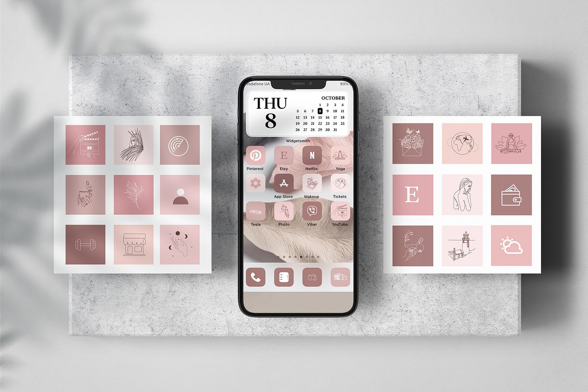 Rose Pink 163 iOS 14 App Icons, an Icon by velychko.ua (Photo 2 of 2)