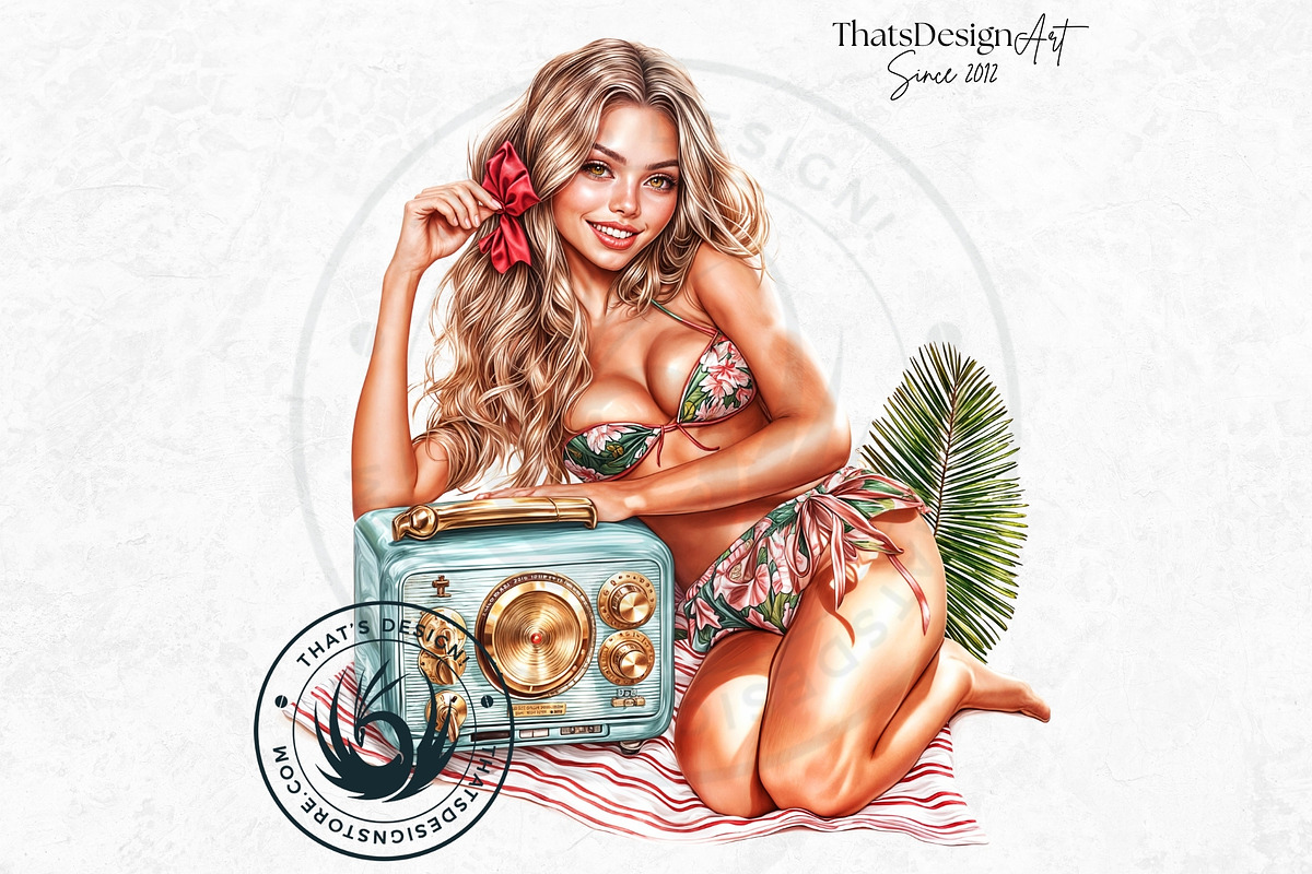 Dreamy Summer girls Clipart Set, a Person Illustration by ThatsDesignArt (Photo 7 of 10)