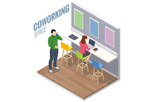 Isometric illustration of two people, a Finance Illustration by Golden Sikorka