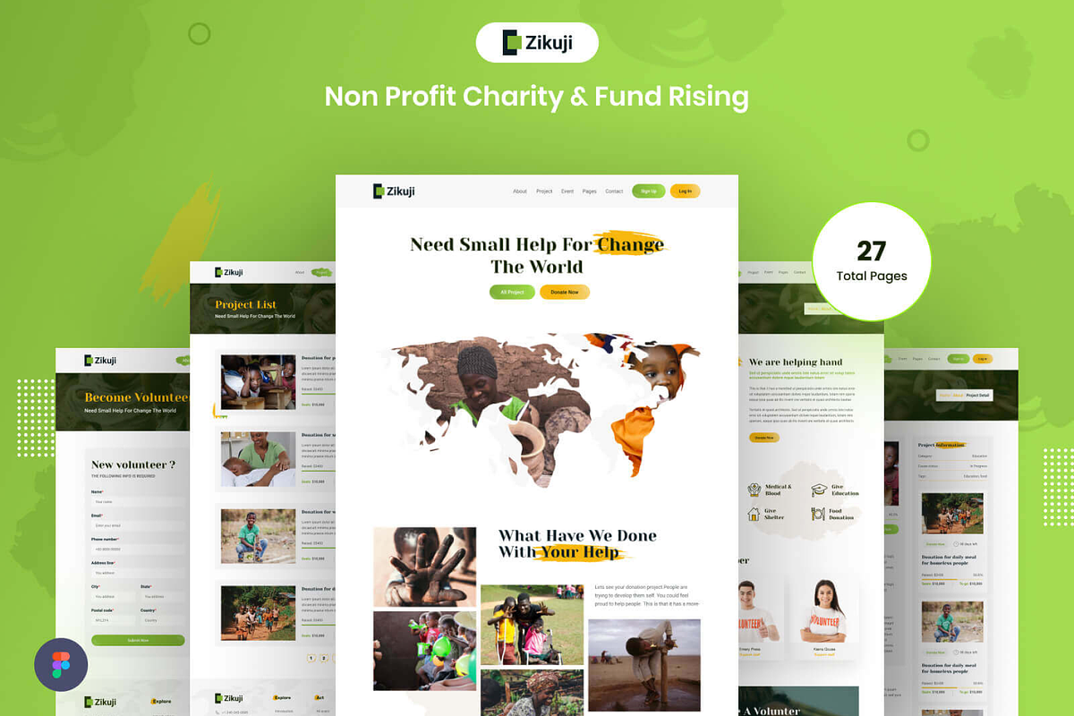 Zikuji-Charity & Fund Rising Website, an UI Kit Template by Pixency (Photo 1 of 11)