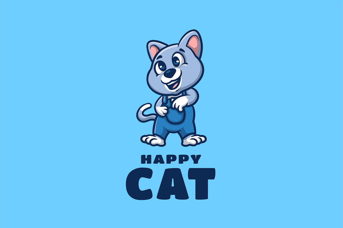 Happy Cat Cartoon Logo, a Branding & Logo Template by Gumrega Studio