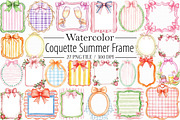 Coquette Summer Frame Clipart Bundle, an Illustration by Libby Wishes (Thumbnail 1 of 6)