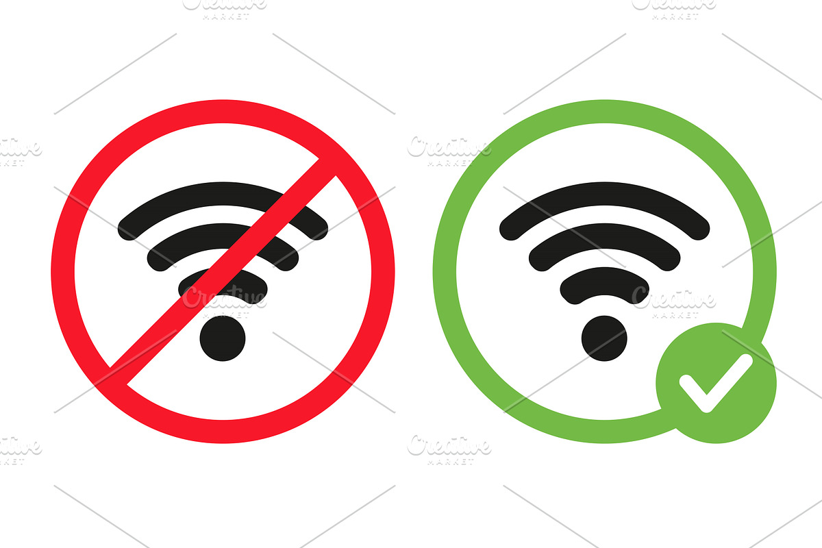 Allowed and forbidden wifi signs, a Technology Illustration by Pavlo Plakhotia's Shop
