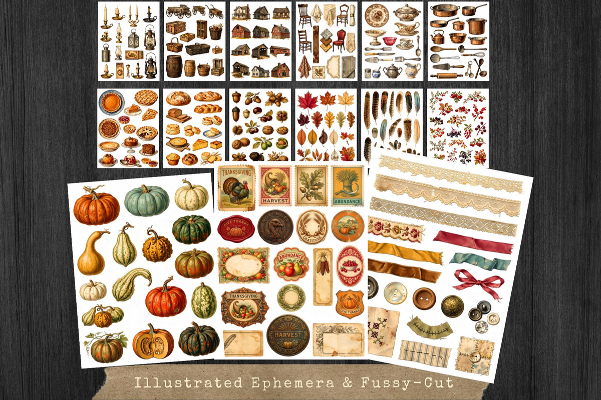Thanksgiving junk journal Kit, an Object Graphic by ThatsDesignArt (Photo 18 of 21)