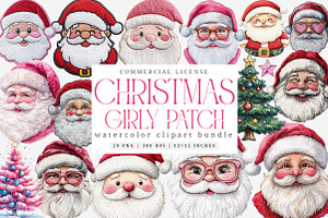 Pink Girly Christmas Embroidered PNG, an Illustration by SinaCreation