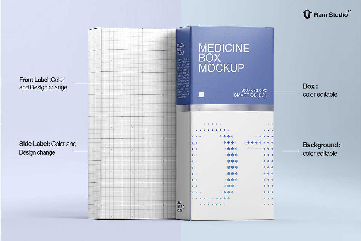 Standing Pharmaceutical Box Mockup, a Packaging Mockup by Ram Studio LLC (Photo 11 of 12)