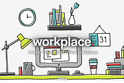 Hand Illustrated Office Workplace, a Work Illustration by Lukino (Thumbnail 1 of 2)