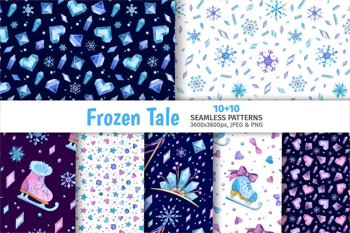 Frozen Tale – Seamless Patterns, a Pattern Graphic by Valin Malin (Photo 1 of 8)