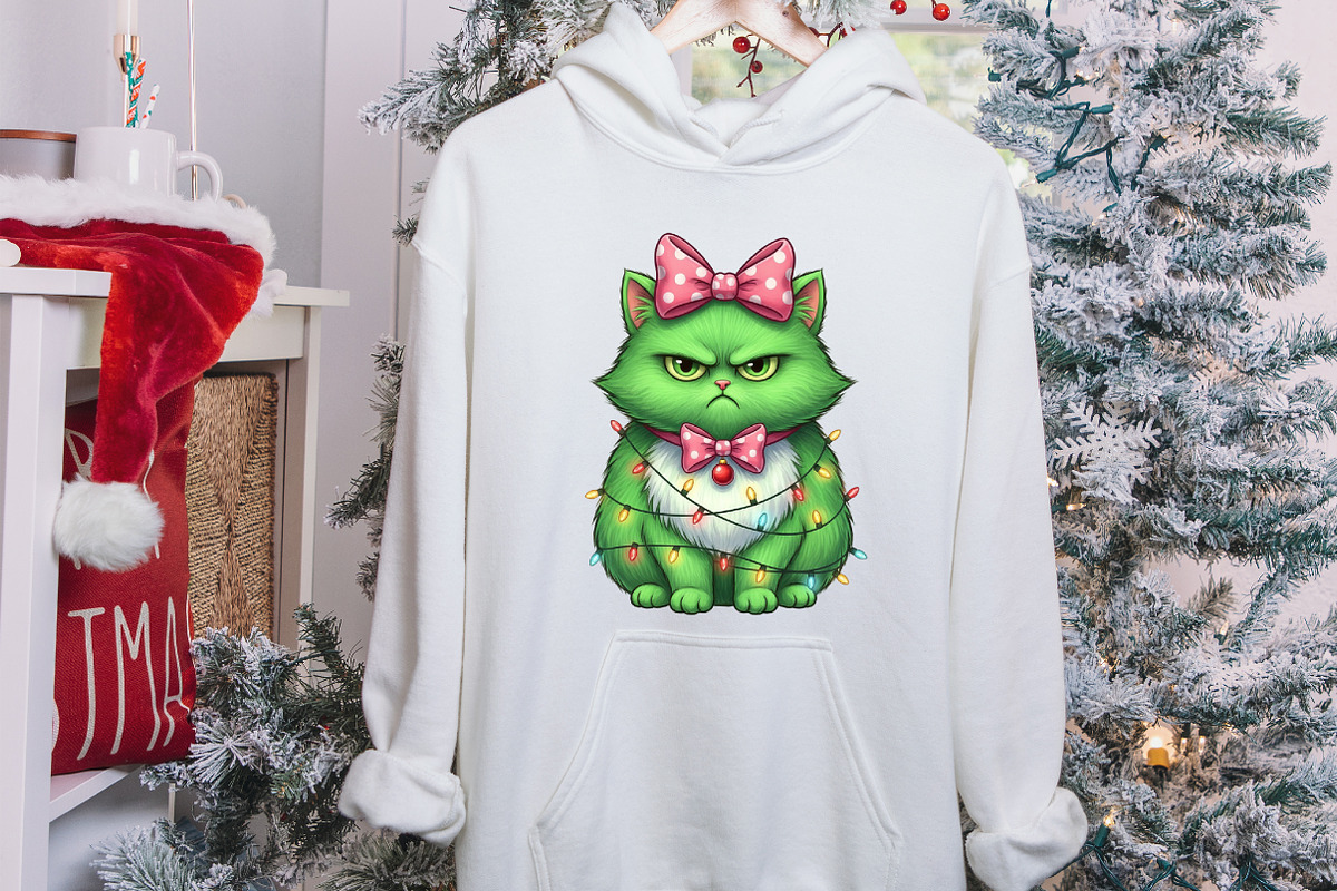 Green Angry Christmas Cat Png, an Illustration by designcity5 (Photo 7 of 8)