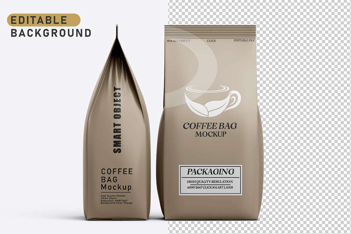 Coffee Bag with Cup Mockup Set, a Packaging Mockup by pixelmock (Photo 10 of 15)