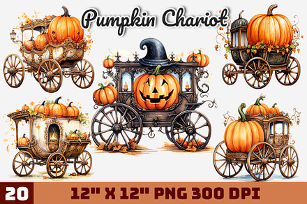 Pumpkin Chariot Watercolor, an Illustration by Gemstone