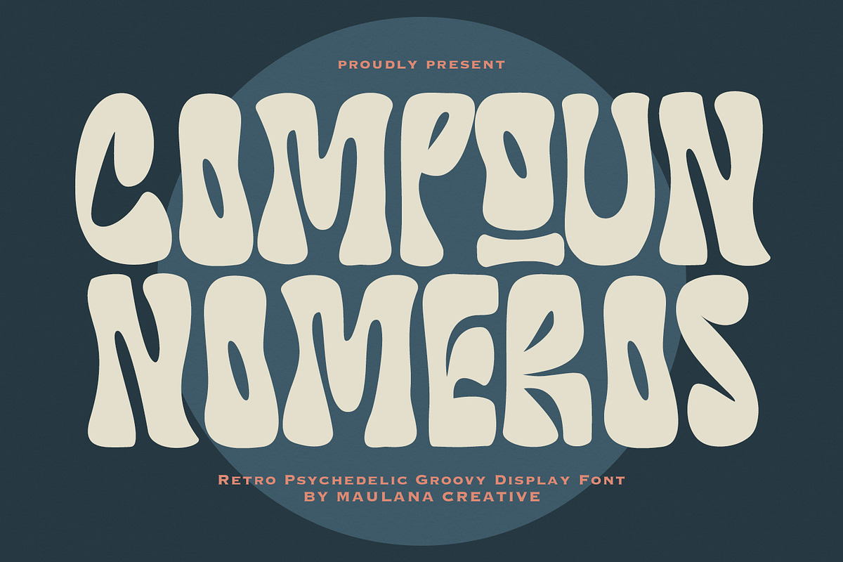Compoun Nomeros Retro Psychedelic, a Sans Serif Font by Maulana Creative (Photo 1 of 7)