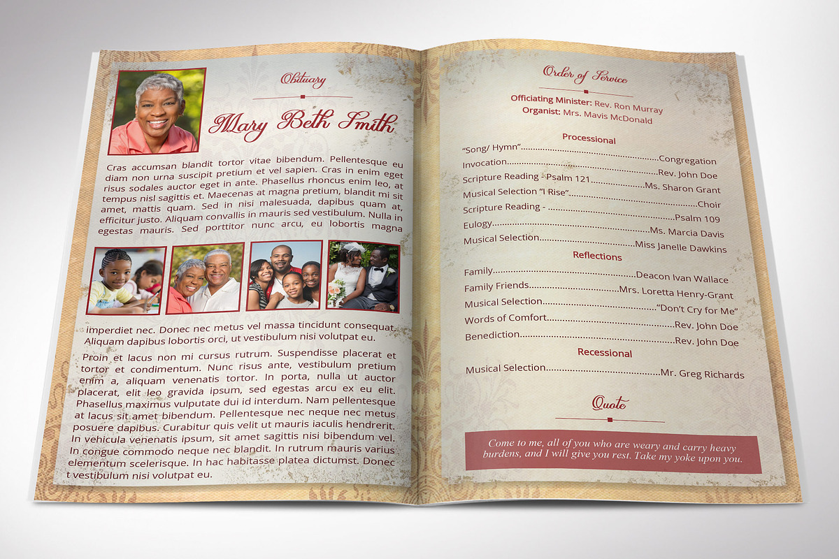Victorian Funeral Program Word, a Brochure Template by Four C Graphic (Photo 2 of 9)