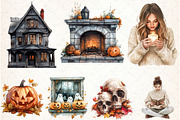 Watercolor Cozy Halloween Clipart, an Illustration by Libby Wishes (Thumbnail 3 of 6)