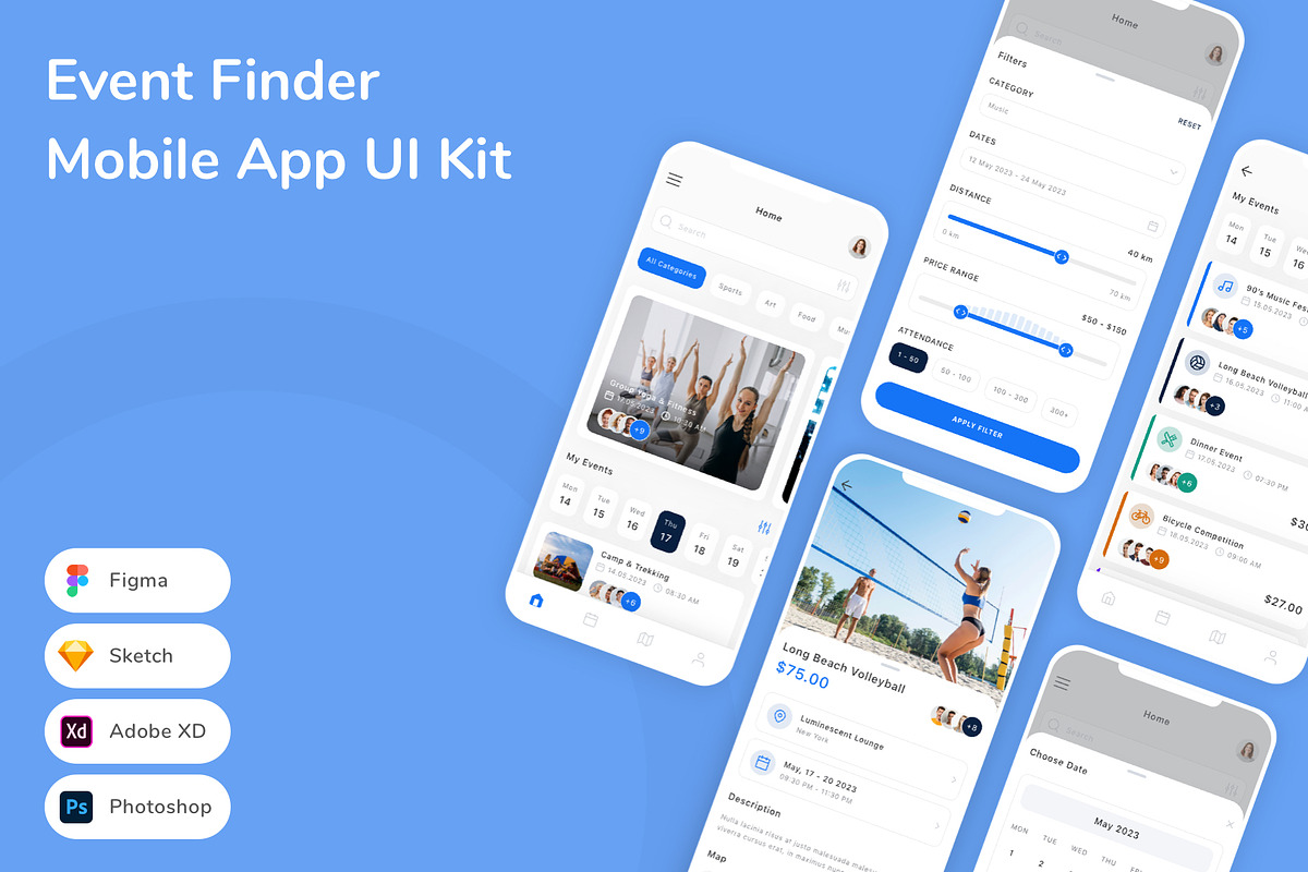 Event Finder Mobile App UI Kit, an UI Kit Template by Betush