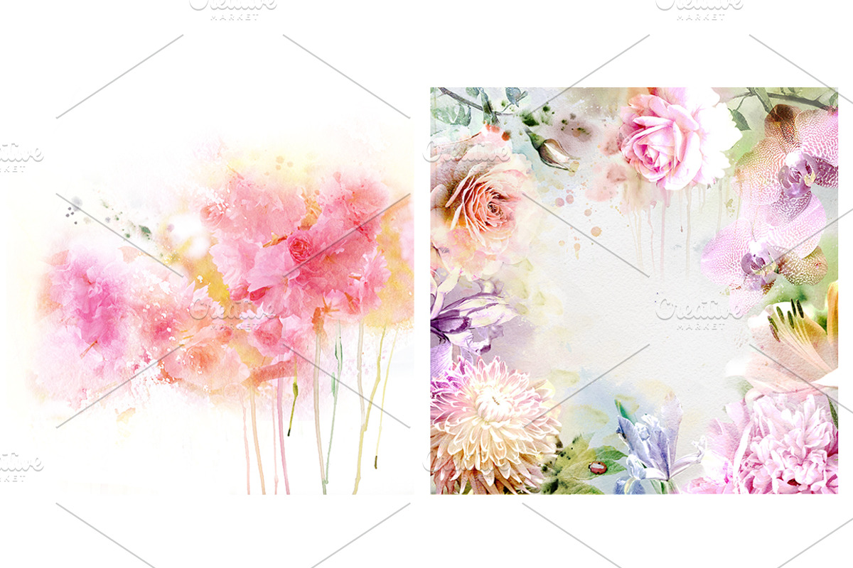 10 Floral watercolor posters, a Decorative Illustration by Anna Guz's Store (Photo 6 of 12)