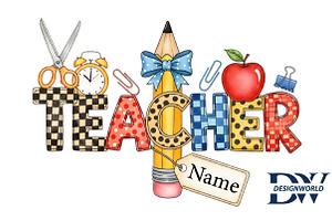 Back to School  Teacher name png, an Illustration by Designworld