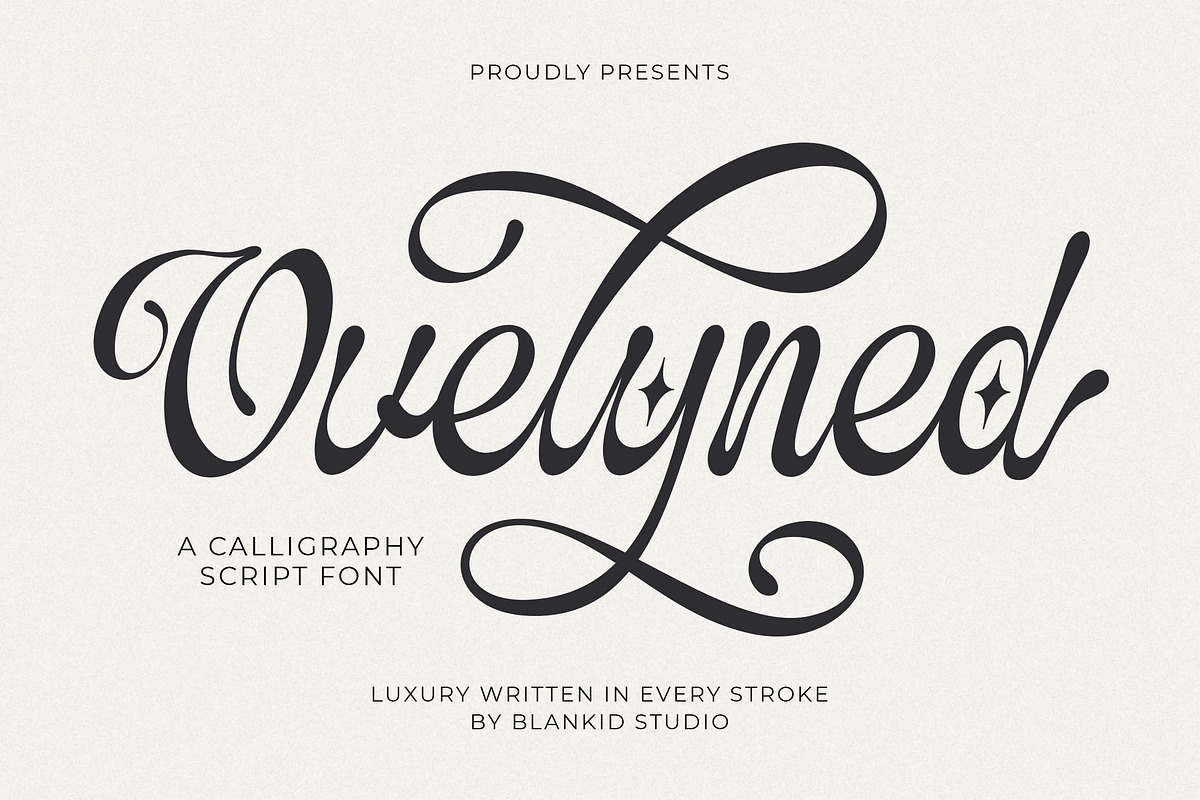 Ovelyned a Calligraphy Script Font, a Script Font by Blankids Studio (Photo 1 of 9)