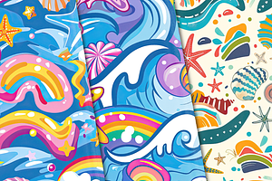 Whimsical Summer Seamless Patterns