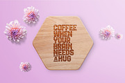 Engraved Hexagonal Wooden Coasters, a Product Mockup by Moonlight Creative (Thumbnail 2 of 8)