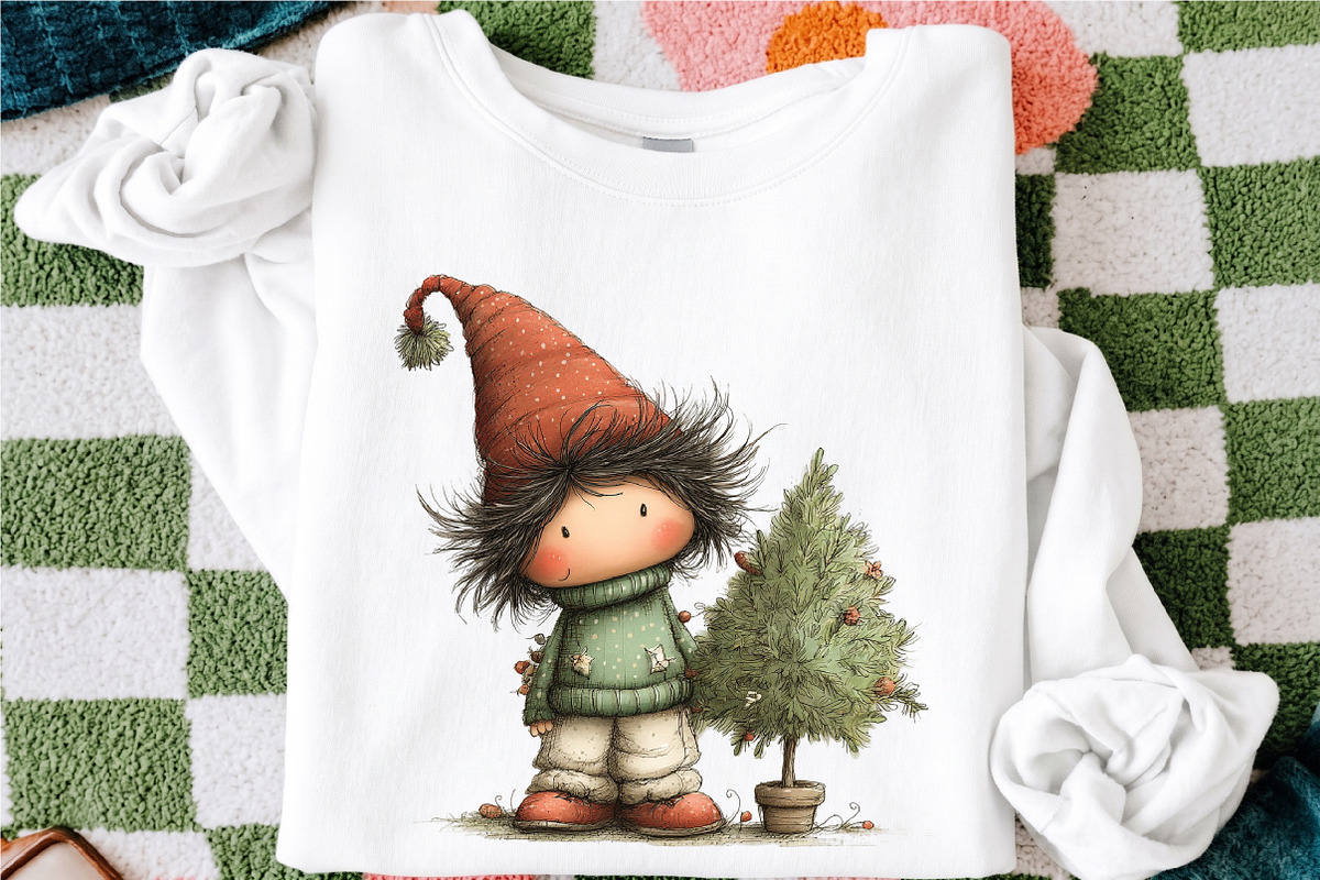 Whimsical Cute Christmas Elf Clipart, a Seasonal Illustration by designcity5 (Photo 5 of 5)