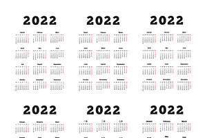 2022 Year Simple Vertical Calendars