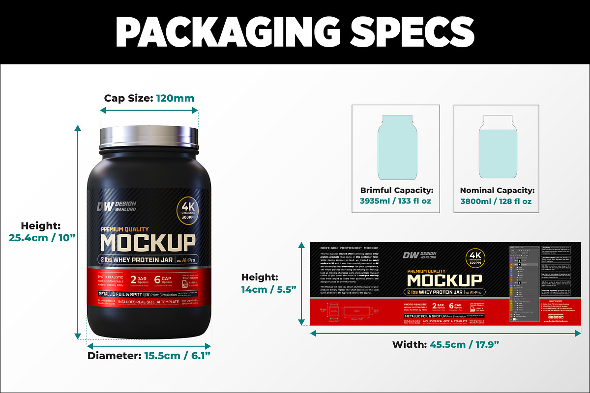 2lb Whey Protein Jar Mockup A1-Pro, a Packaging Mockup by Design Warlord (Photo 13 of 16)
