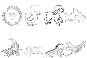 Cartoon Animal Outlines Set 1