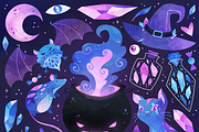 Crystal Witch Clipart, a Seasonal Illustration by DigitalArtsi (Thumbnail 2 of 4)