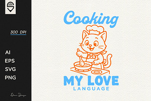 Cute cat chef cooking design, a Food Illustration by shaondesigns