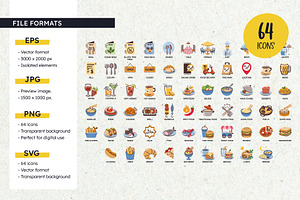 Restaurant Food Menu Icon Set