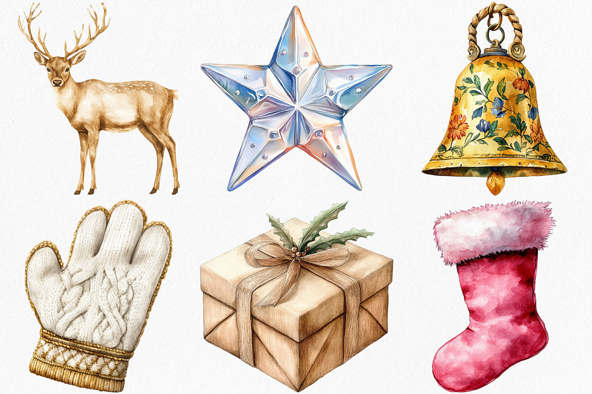 Watercolor Aesthetic Christmas PNG, an Illustration by Canvas Craft (Photo 3 of 7)