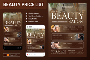 Beauty Salon Price List Flyer Set, a Flyer Template by Annora Studio
