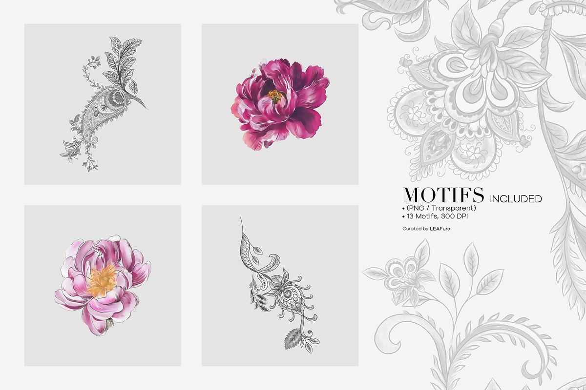Paisley Floral Patterns And Motifs, a Pattern Graphic by LEAFure (Photo 6 of 10)