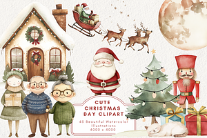 Cute Christmas Day Clipart, an Illustration by NadiaTheronArt